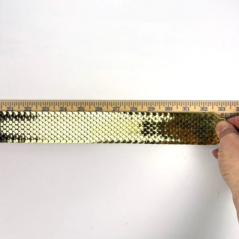 VTG 70s Gold Snake Scale Waist Cincher Floral‎ Buckle Belt Elastic Band Disco
